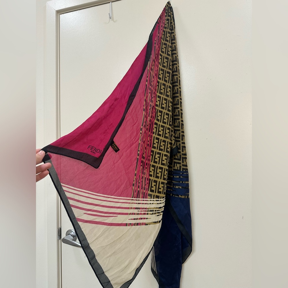 Fendi (copy)Burgundy and Gold Patterned Scarf